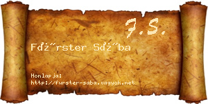 Fürster Sába névjegykártya